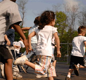 Children running.