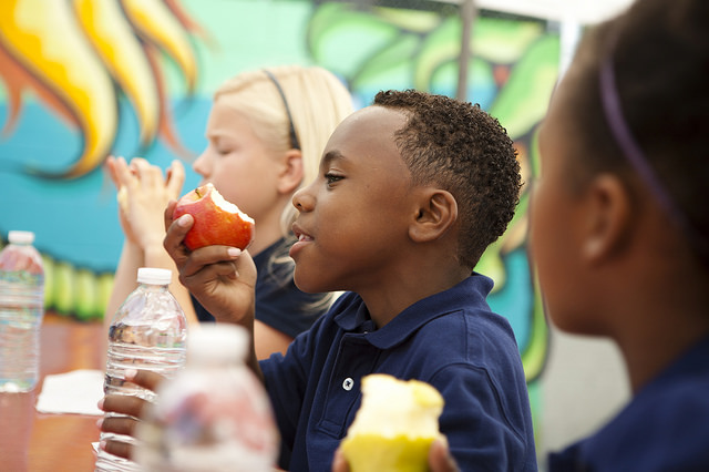 Boy eating apple