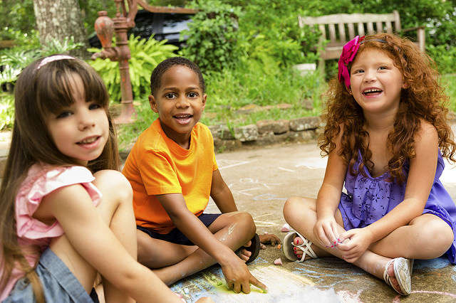 kids playing with chalk